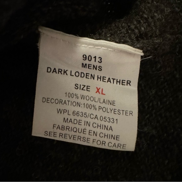 Woolrich Wool Sweater Mens Xl Dark Loden Heather Gray 1/4 Zip Pullover Laine - Picture 9 of 12